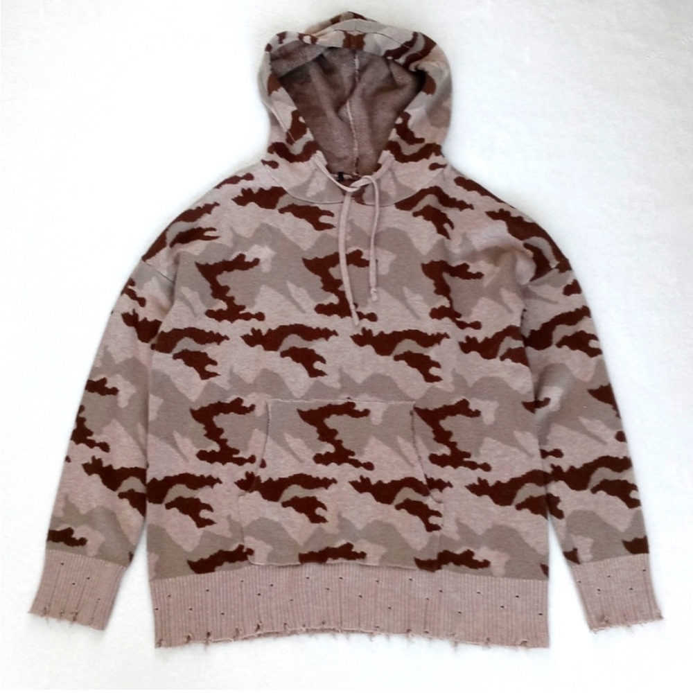 Camo Women’s Sweater Hoodie Nylon Wool Blend Long Sleeve Kangaroo Pocket